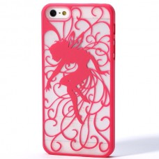 iPhone SE 5 5s - Carved Flower Fairy Pattern Matte PC Hard Protective Cover Case - Pink